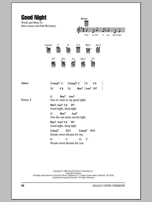 Good Night (Ukulele Chords/Lyrics) von The Beatles