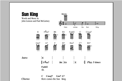 Sun King (Ukulele Chords/Lyrics) von The Beatles