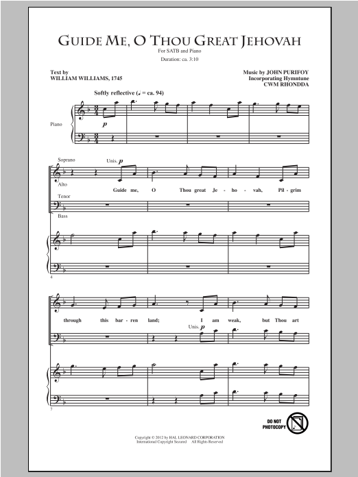 Guide Me, O Thou Great Jehovah (SATB Choir) von John Purifoy