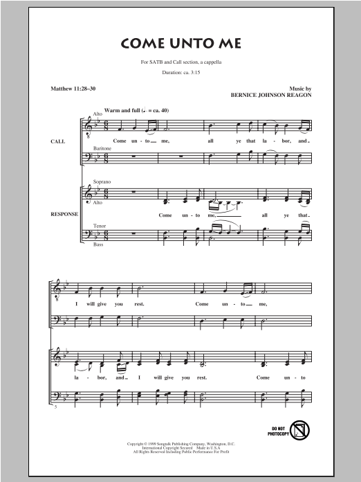 Come Unto Me (SATB Choir) von Sweet Honey In The Rock