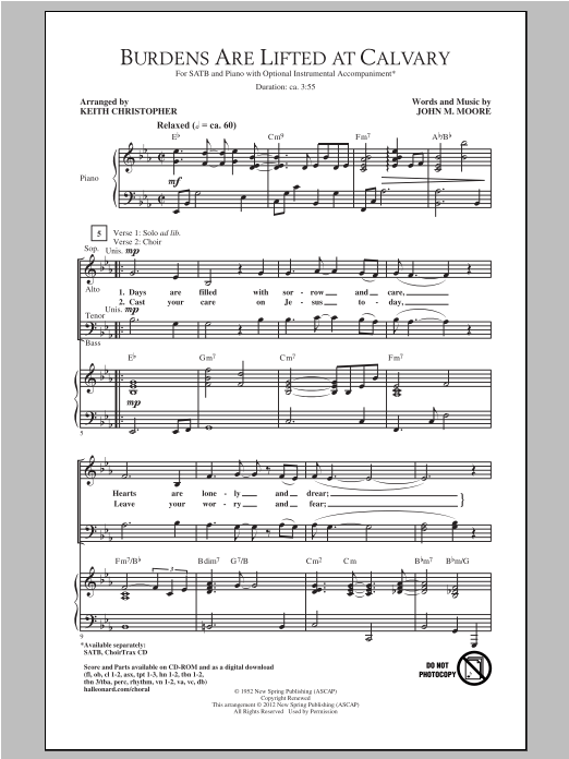 Burdens Are Lifted At Calvary (SATB Choir) von Keith Christopher