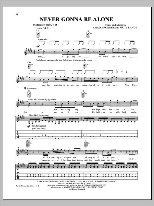 Never Gonna Be Alone (Guitar Tab) von Nickelback