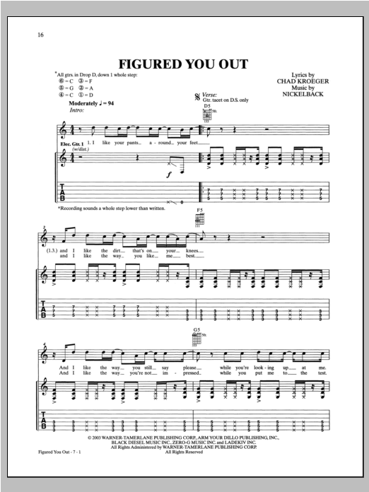 Figured You Out (Guitar Tab) von Nickelback