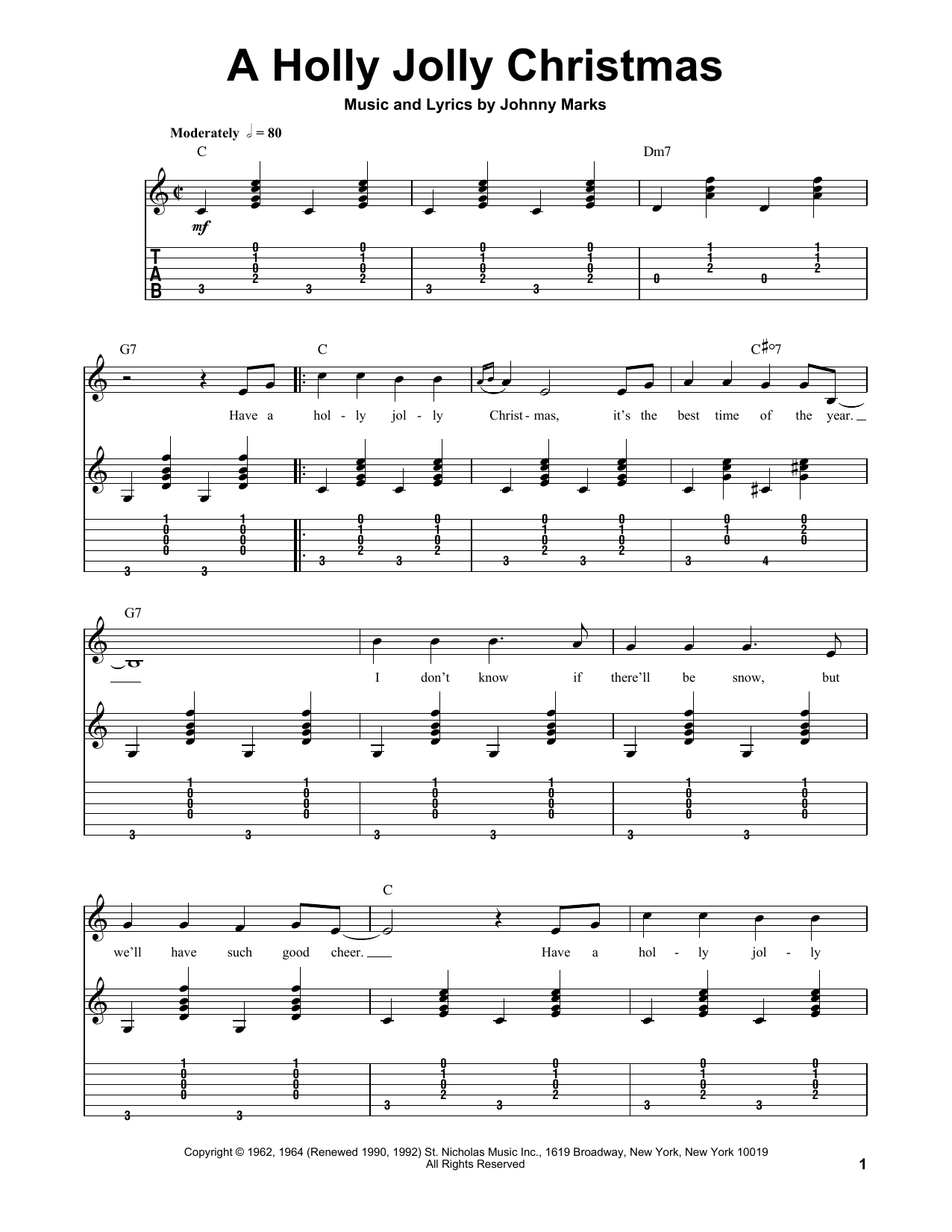 A Holly Jolly Christmas (Easy Guitar Tab) von Johnny Marks