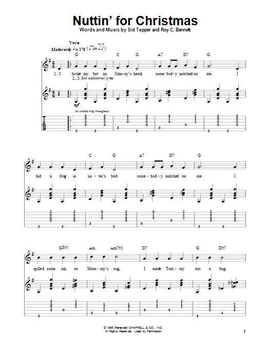 Nuttin' For Christmas (Guitar Tab (Single Guitar)) von Roy C. Bennett