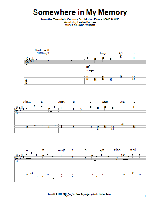 Somewhere In My Memory (Guitar Tab (Single Guitar)) von John Williams