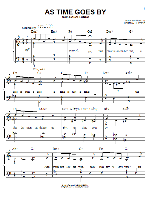 As Time Goes By (Easy Piano) von Herman Hupfeld