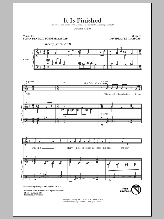 It Is Finished (SATB Choir) von David Lantz III