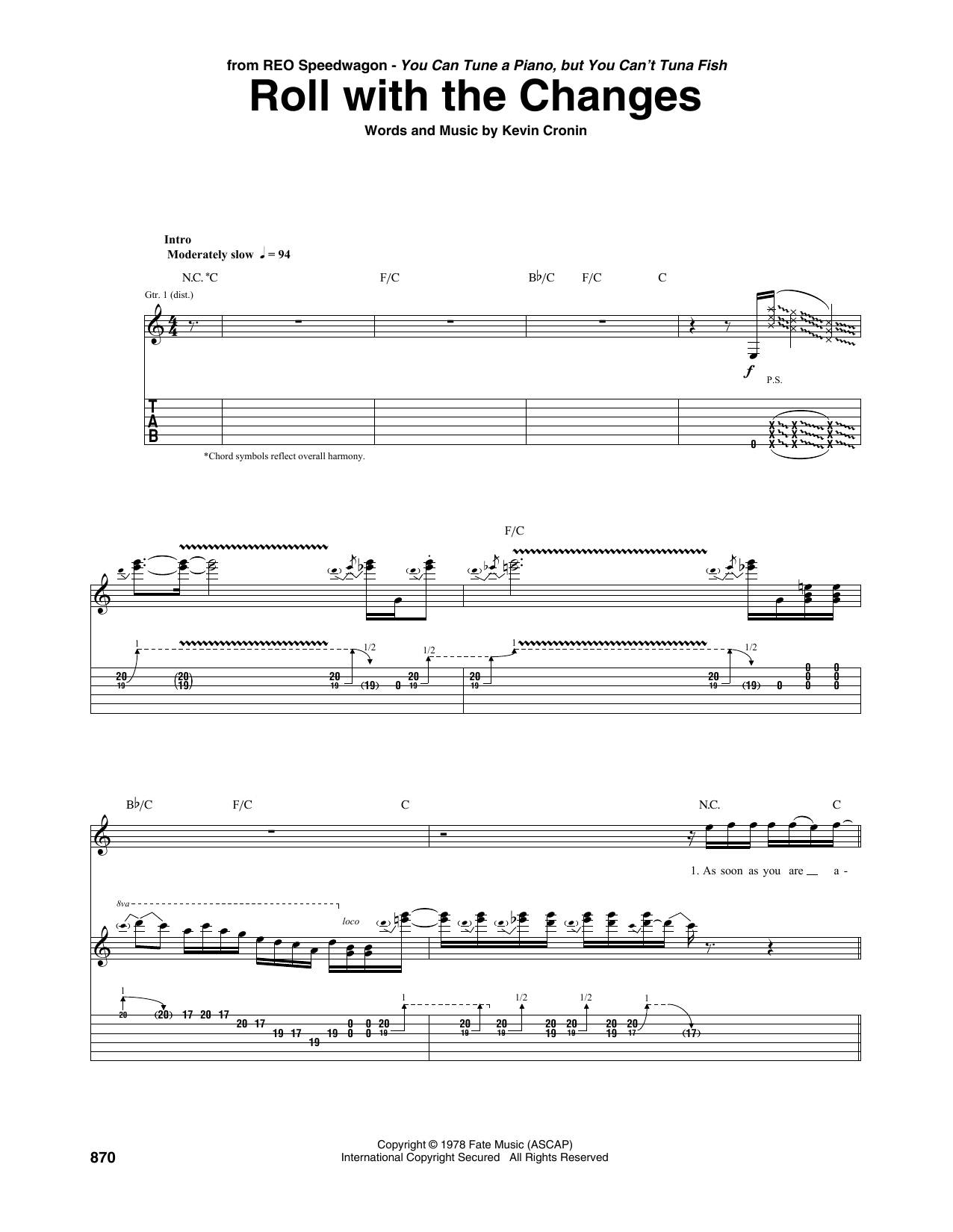Roll With The Changes (Guitar Tab) von REO Speedwagon