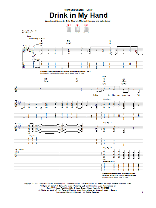 Drink In My Hand (Guitar Tab) von Eric Church