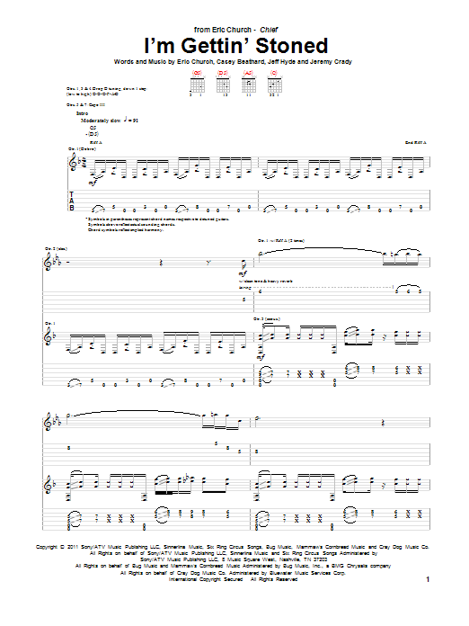 I'm Gettin' Stoned (Guitar Tab) von Eric Church