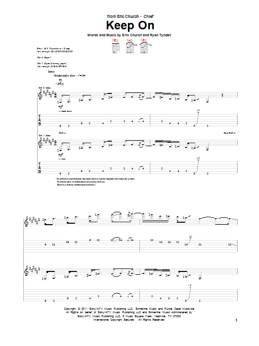 Keep On (Guitar Tab) von Eric Church