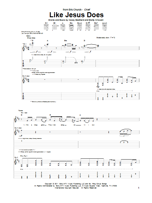 Like Jesus Does (Guitar Tab) von Eric Church