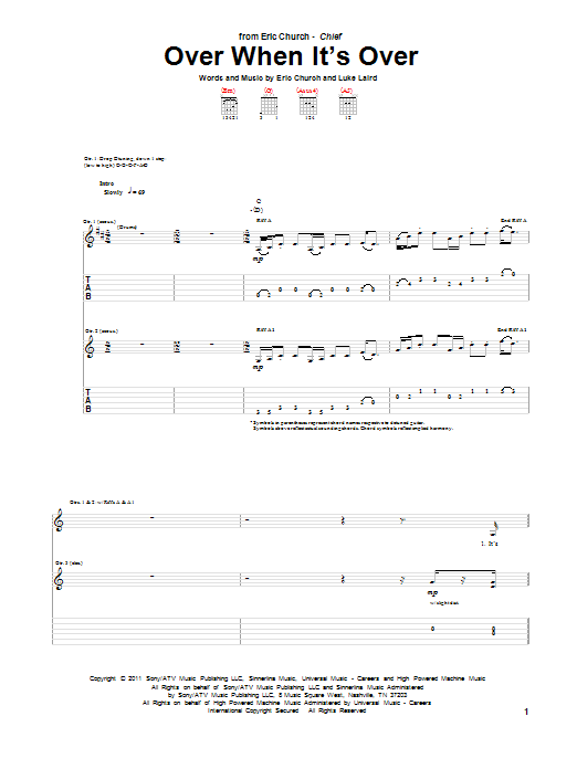 Over When It's Over (Guitar Tab) von Eric Church