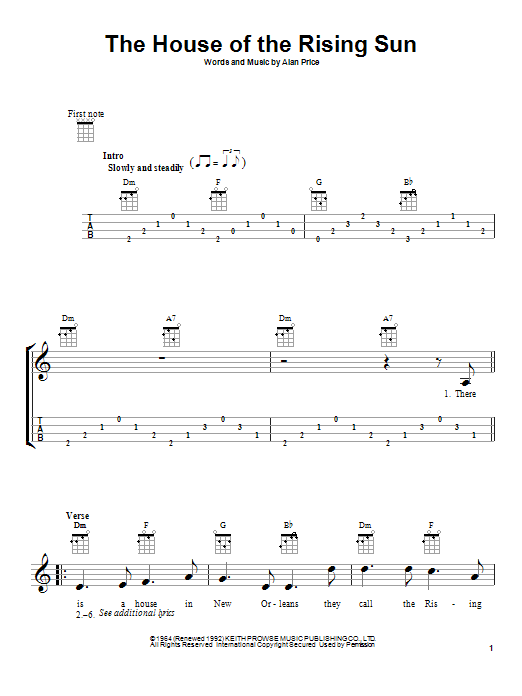 The House Of The Rising Sun (Ukulele) von The Animals