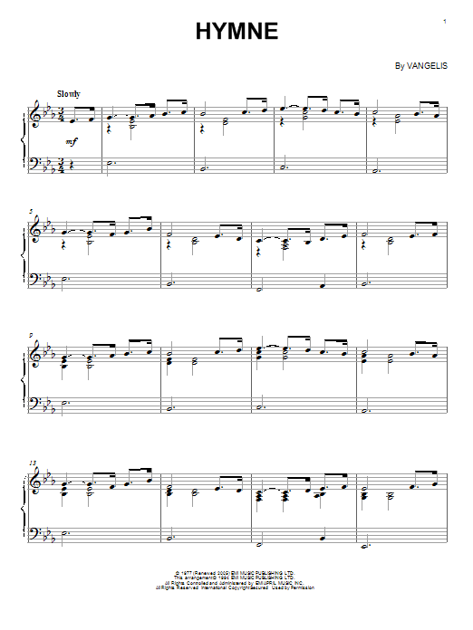 Hymne (Piano Solo) von Vangelis