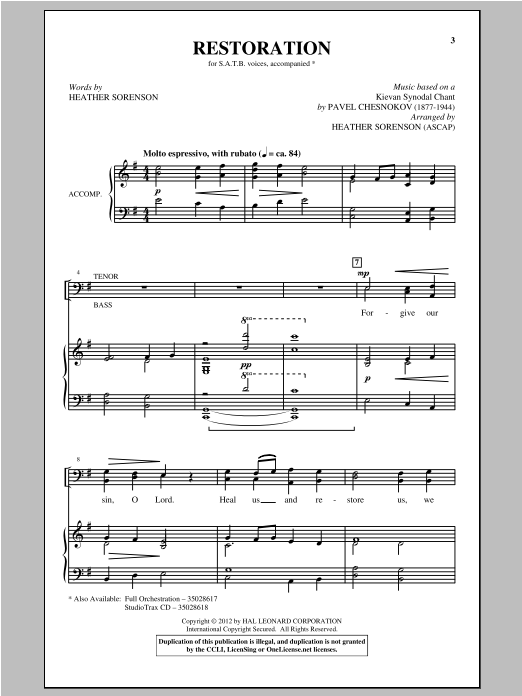 Restoration (SATB Choir) von Heather Sorenson