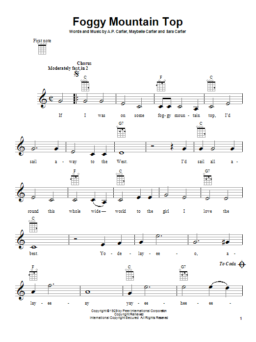 Foggy Mountain Top (Ukulele) von The Carter Family