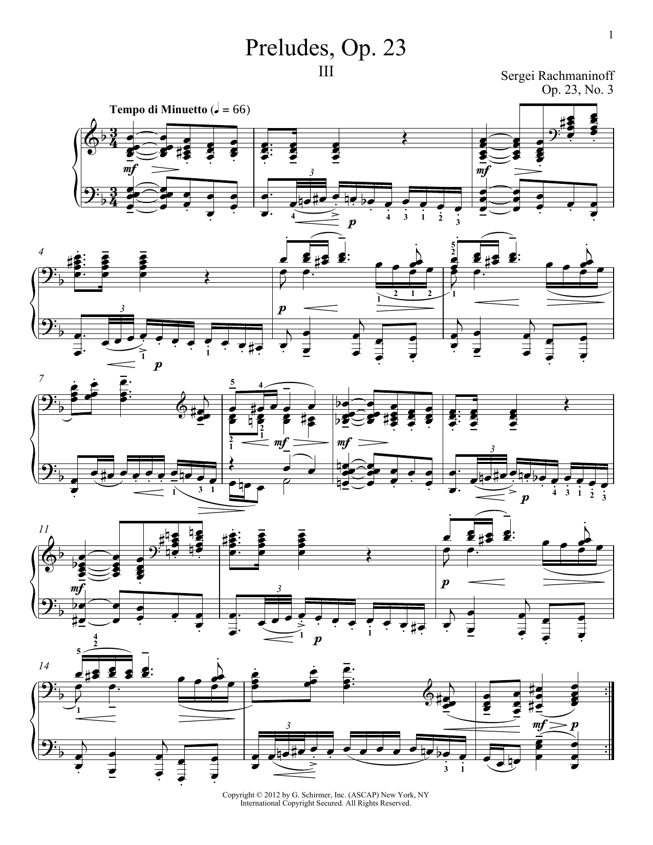 Prelude In D Minor, Op. 23, No. 3 (Piano Solo) von Sergei Rachmaninoff