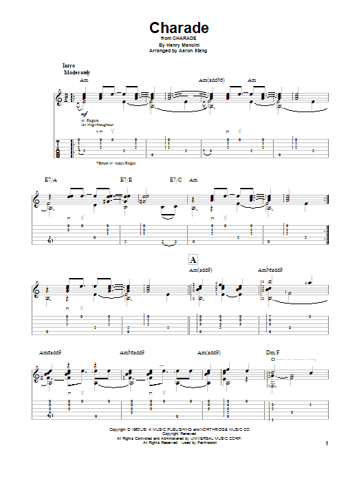 Charade (Solo Guitar) von Henry Mancini