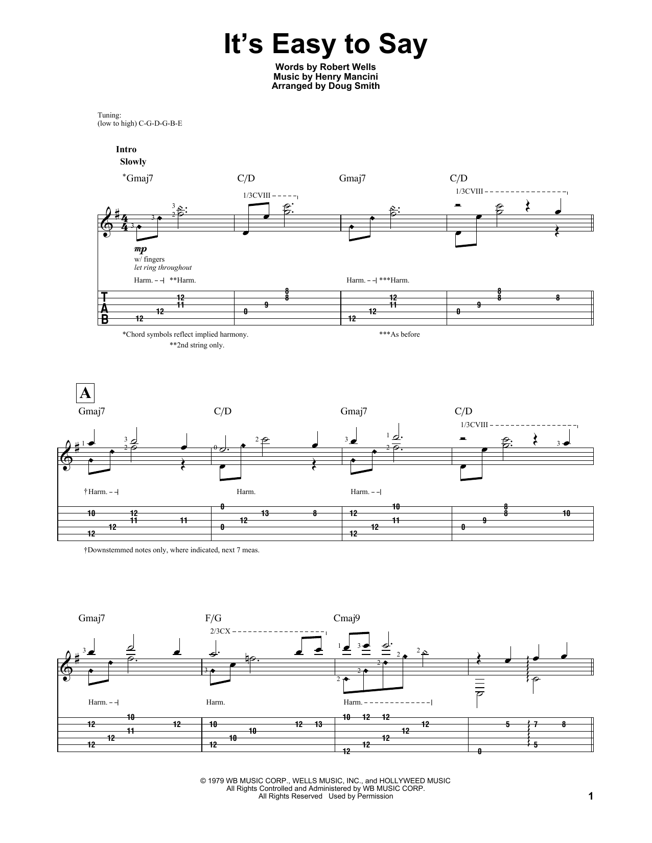 It's Easy To Say (arr. Doug Smith) (from 10) (Solo Guitar) von Henry Mancini