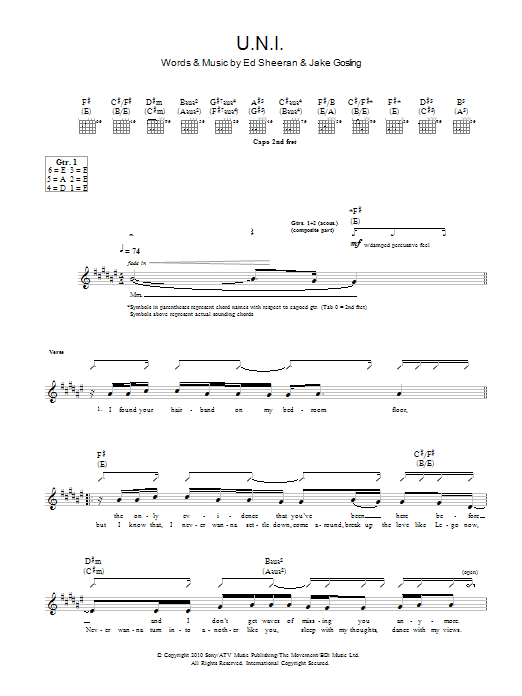 U.N.I (Guitar Tab) von Ed Sheeran