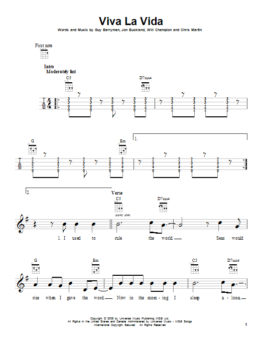 Viva La Vida (Ukulele) von Coldplay