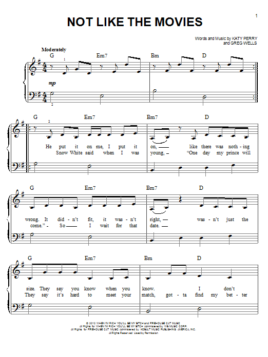 Not Like The Movies (Easy Piano) von Katy Perry