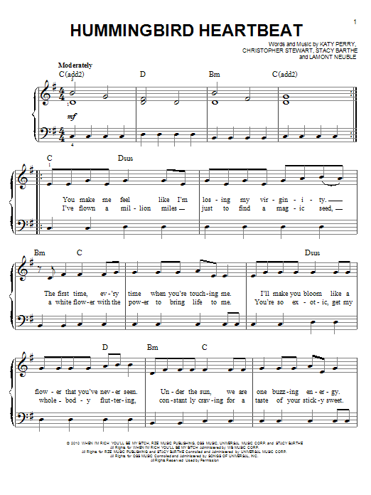 Hummingbird Heartbeat (Easy Piano) von Katy Perry