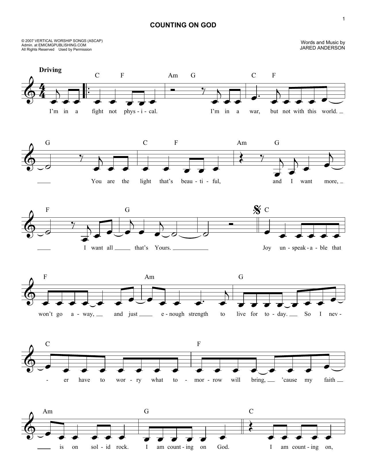 Counting On God (Lead Sheet / Fake Book) von Desperation Band