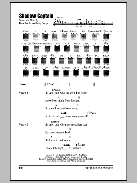 Shadow Captain (Guitar Chords/Lyrics) von Crosby, Stills & Nash