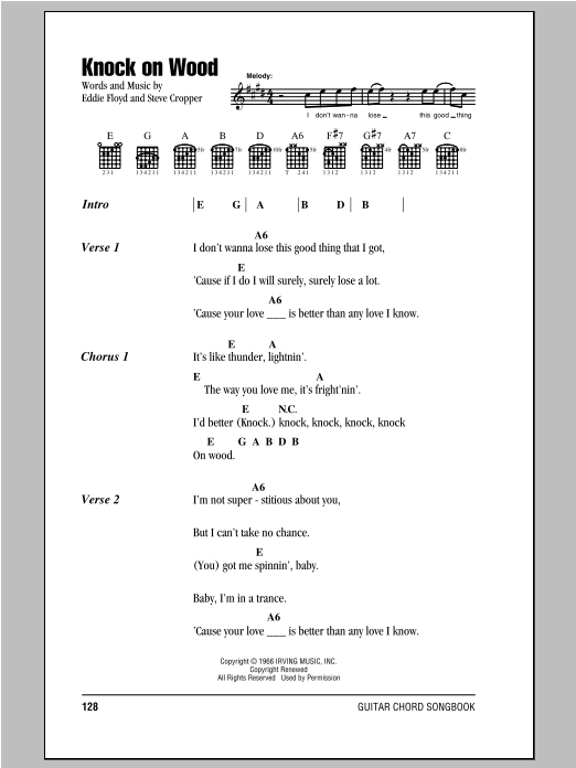 Knock On Wood (Guitar Chords/Lyrics) von Otis Redding