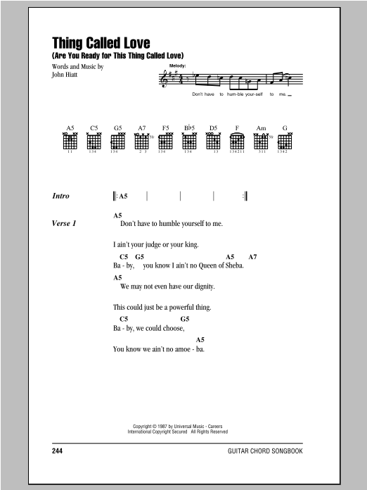 Thing Called Love (Are You Ready For This Thing Called Love) (Guitar Chords/Lyrics) von Bonnie Raitt