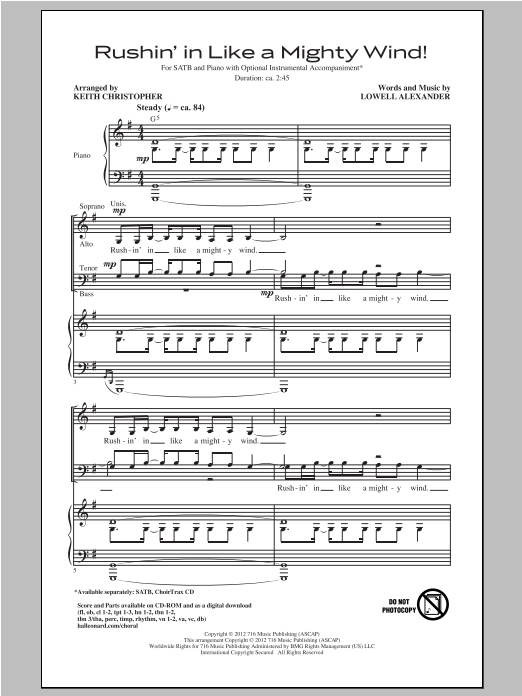 Rushin' In Like A Mighty Wind! (SATB Choir) von Keith Christopher