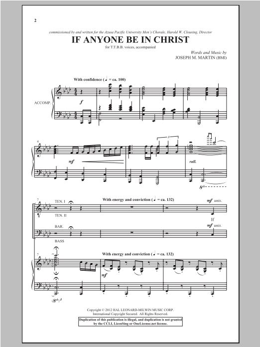 If Anyone Be In Christ (TTBB Choir) von Joseph  M. Martin