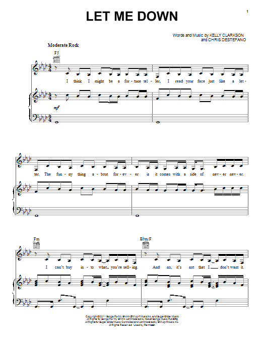 Let Me Down (Piano, Vocal & Guitar Chords (Right-Hand Melody)) von Kelly Clarkson