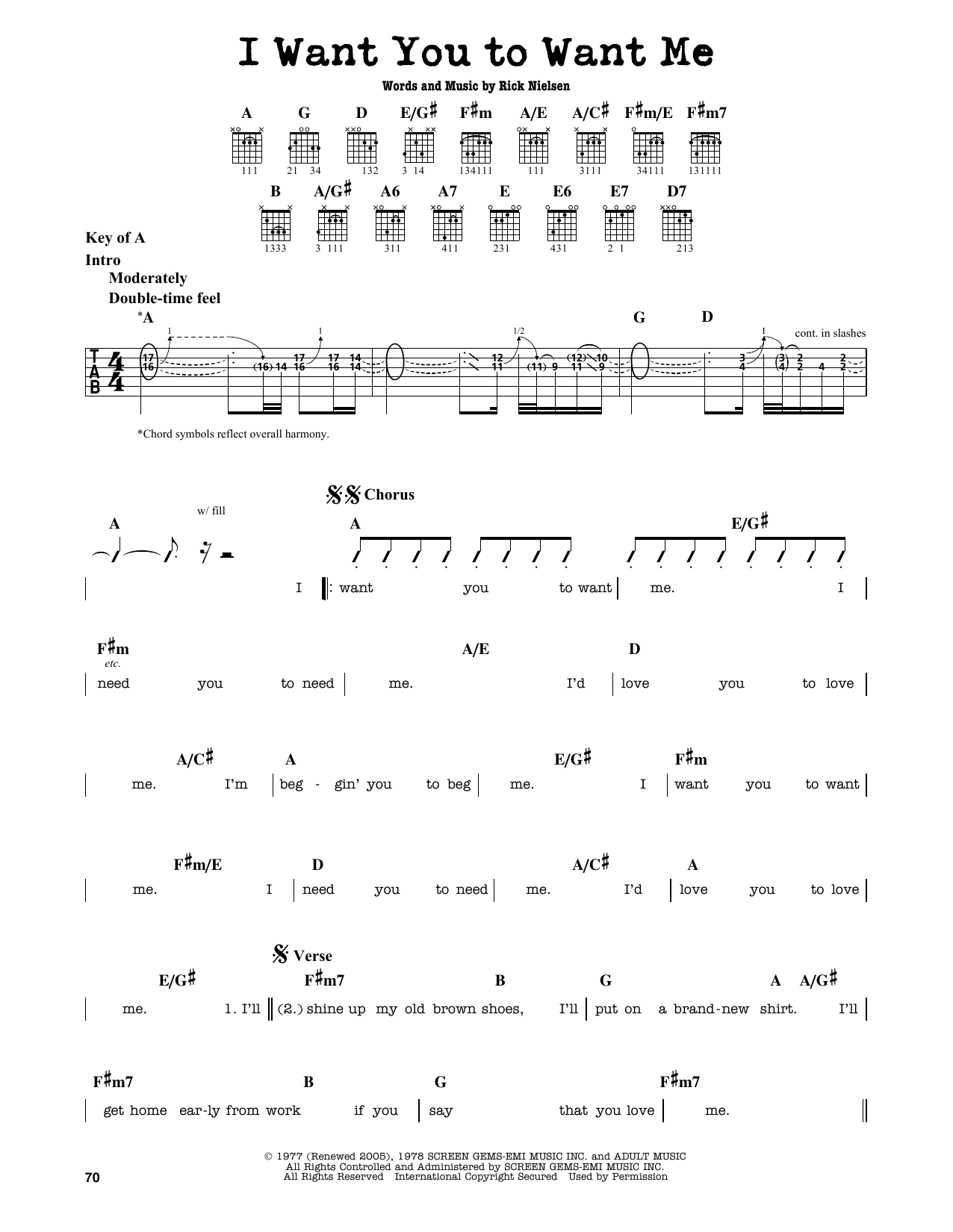I Want You To Want Me (Guitar Lead Sheet) von Cheap Trick