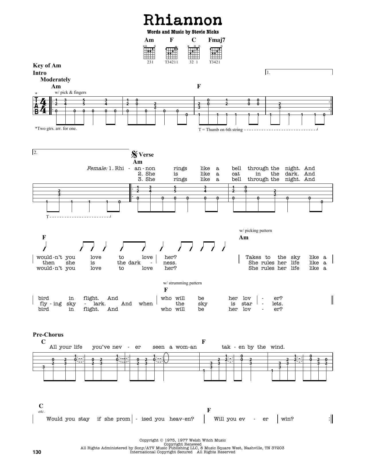Rhiannon (Guitar Lead Sheet) von Fleetwood Mac