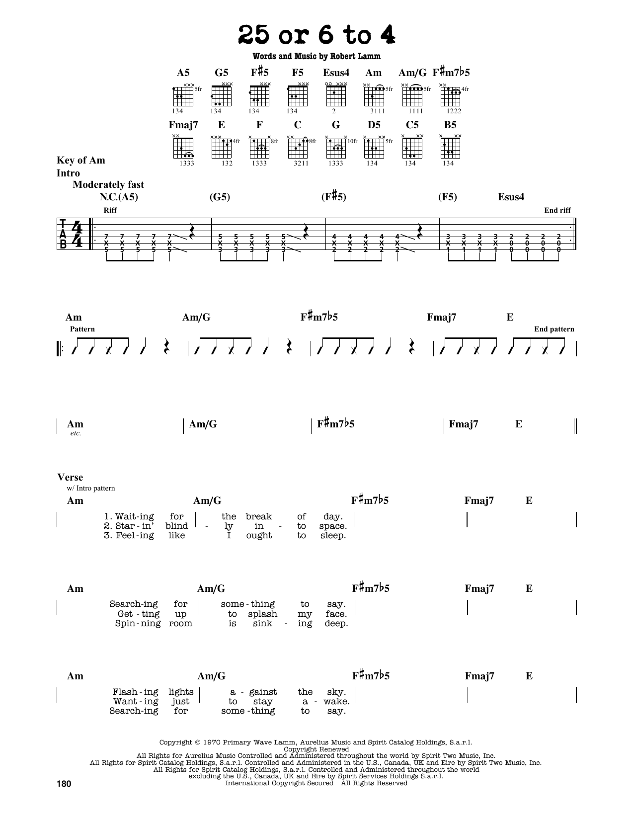 25 Or 6 To 4 (Guitar Lead Sheet) von Chicago