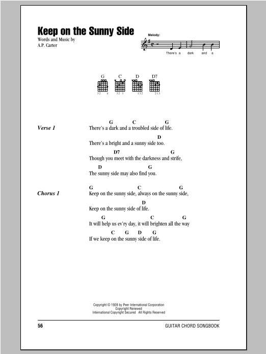 Keep On The Sunny Side (Guitar Chords/Lyrics) von The Carter Family