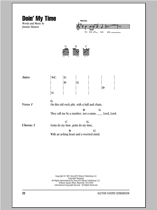 Doin' My Time (Guitar Chords/Lyrics) von Johnny Cash