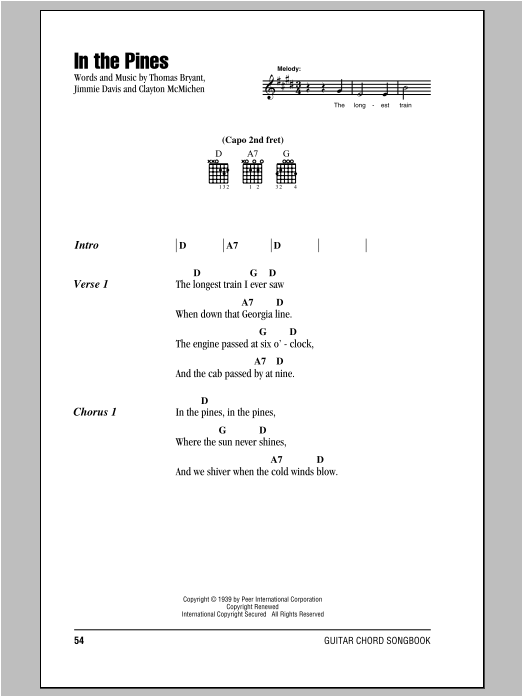 In The Pines (Guitar Chords/Lyrics) von Clayton McMichen