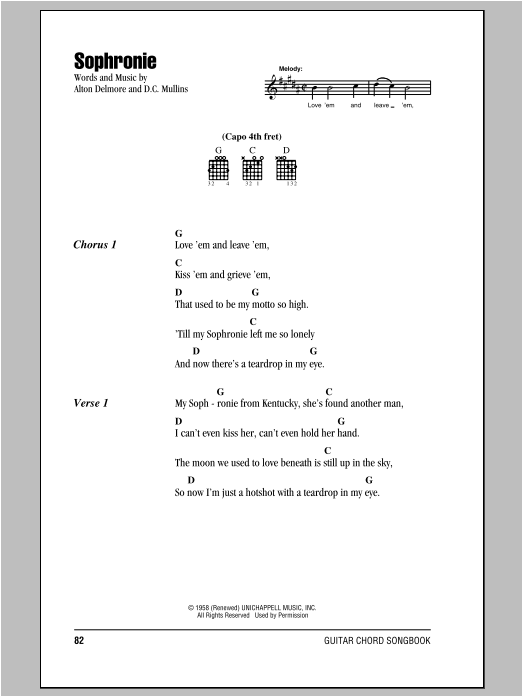 Sophronie (Guitar Chords/Lyrics) von D.C. Mullins