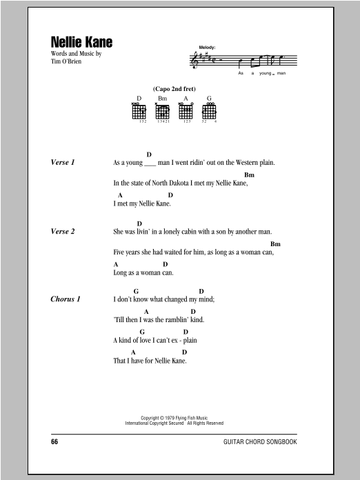 Nellie Kane (Guitar Chords/Lyrics) von Tim O'Brien