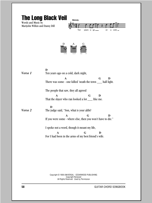 The Long Black Veil (Guitar Chords/Lyrics) von Lefty Frizzell