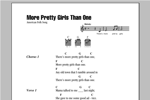 More Pretty Girls Than One (Guitar Chords/Lyrics) von American Folk Song