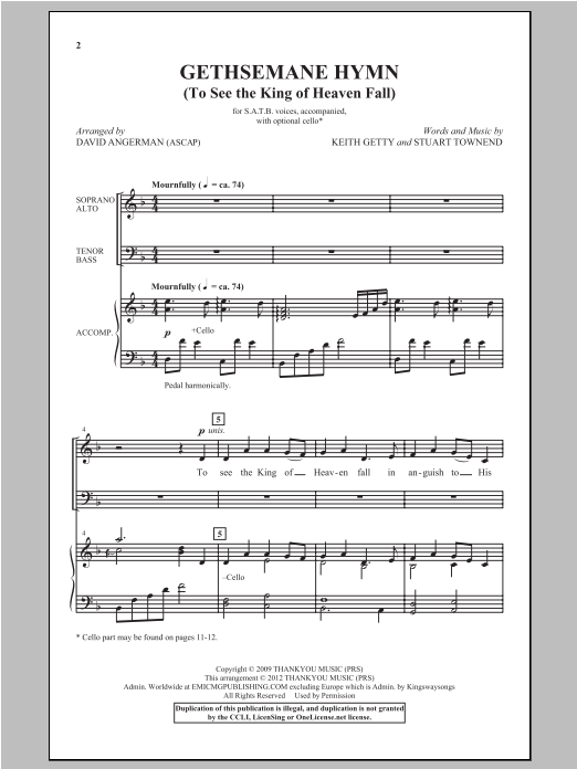 Gethsemane Hymn (SATB Choir) von David Angerman