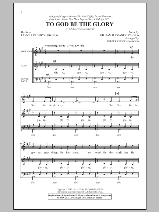 To God Be The Glory (SATB Choir) von Pepper Choplin
