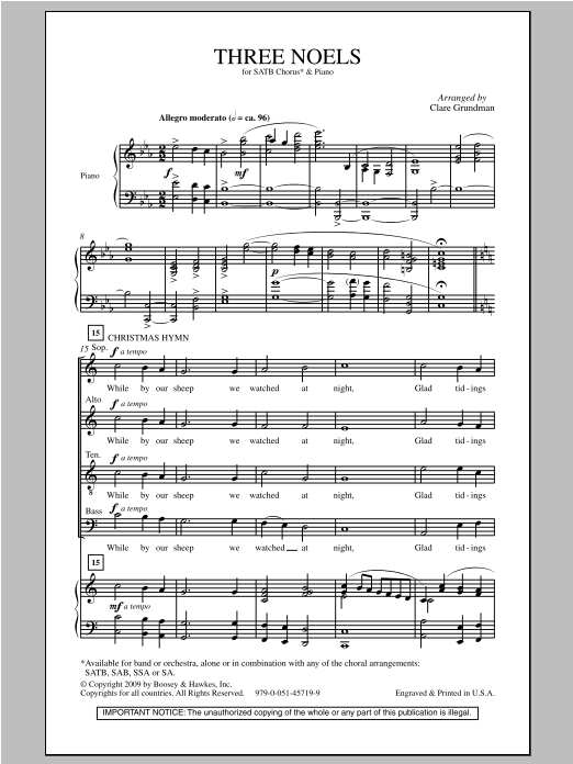 Three Noels (SATB Choir) von Clare Grundman