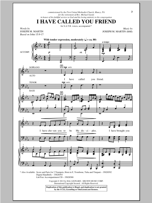 I Have Called You Friend (SATB Choir) von Joseph Martin